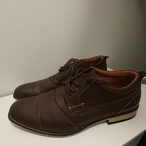 Kunsto Men's Leather Cap Toe Oxford Shoes